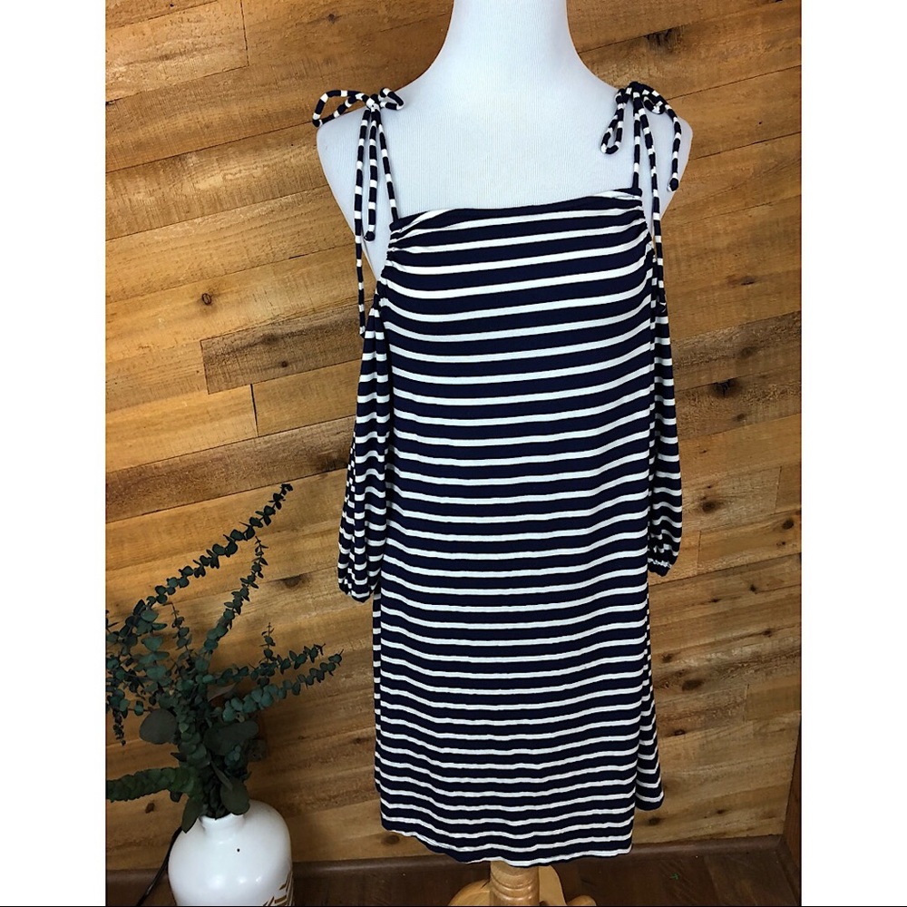 Rachel Pally Stripe Cold Shoulder Mini Dress